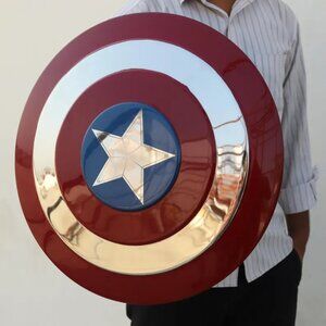 24" Premium Captain America Shield Replica Metal Prop for Cosplay, Display Gift